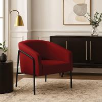 Poltrona Sala De Estar Industrial Alta Preto Stella Veludo Marsala D03 - D'rossi - 1