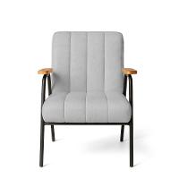 Poltrona Sala Decorativa Industrial Preto Kit 2 Laurita Linho Cinza K01 - D'rossi - 5