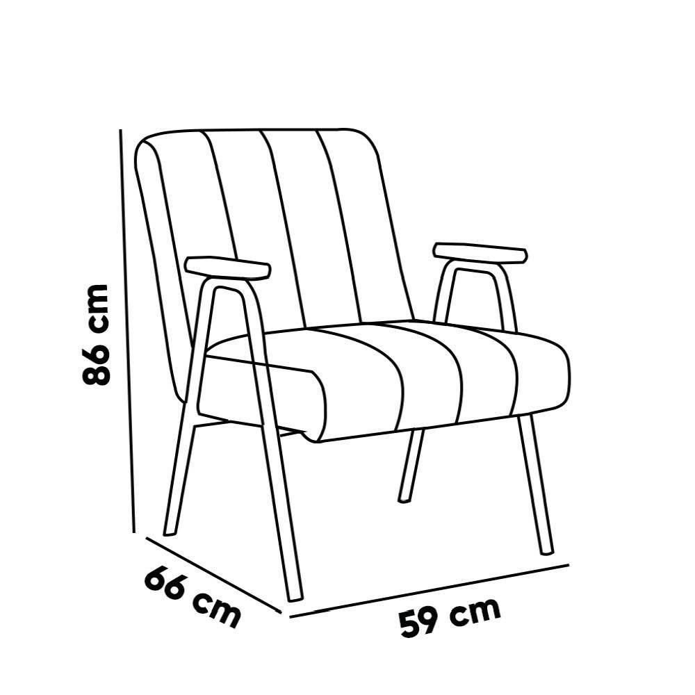 Poltrona Sala Decorativa Industrial Dourado Laurita Linho Cinza K01 - D'rossi - 4