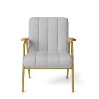 Poltrona Sala Decorativa Industrial Dourado Laurita Linho Cinza K01 - D'rossi - 5