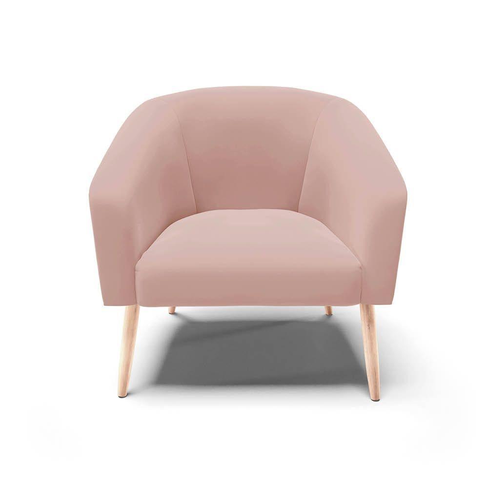 Poltrona Decorativa Pé Palito Natural Kit 2 Stella Veludo Rosê D03 - D'rossi - 6