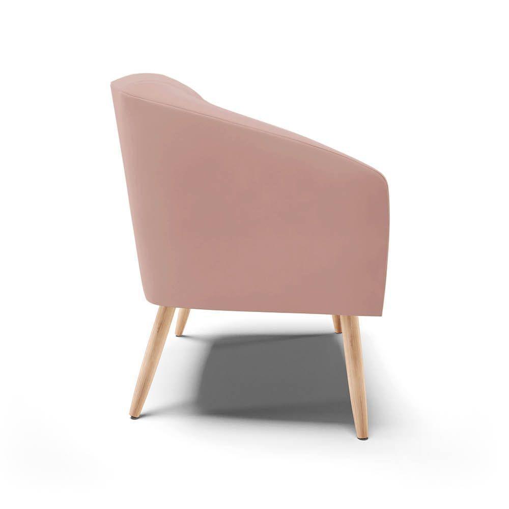 Poltrona Decorativa Pé Palito Natural Kit 2 Stella Veludo Rosê D03 - D'rossi - 7