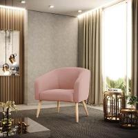 Poltrona Decorativa Pé Palito Natural Kit 2 Stella Veludo Rosê D03 - D'rossi - 2