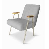 Poltrona Sala Decorativa Industrial Champanhe Laurita Linho Cinza K01 - D'rossi - 2