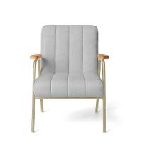 Poltrona Sala Decorativa Industrial Champanhe Laurita Linho Cinza K01 - D'rossi - 5