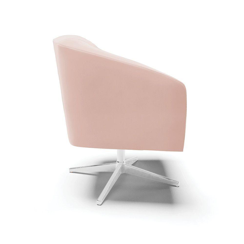 Poltrona Decorativa Giratória Cromada Stella Veludo Rosê D03 - D'rossi - 6