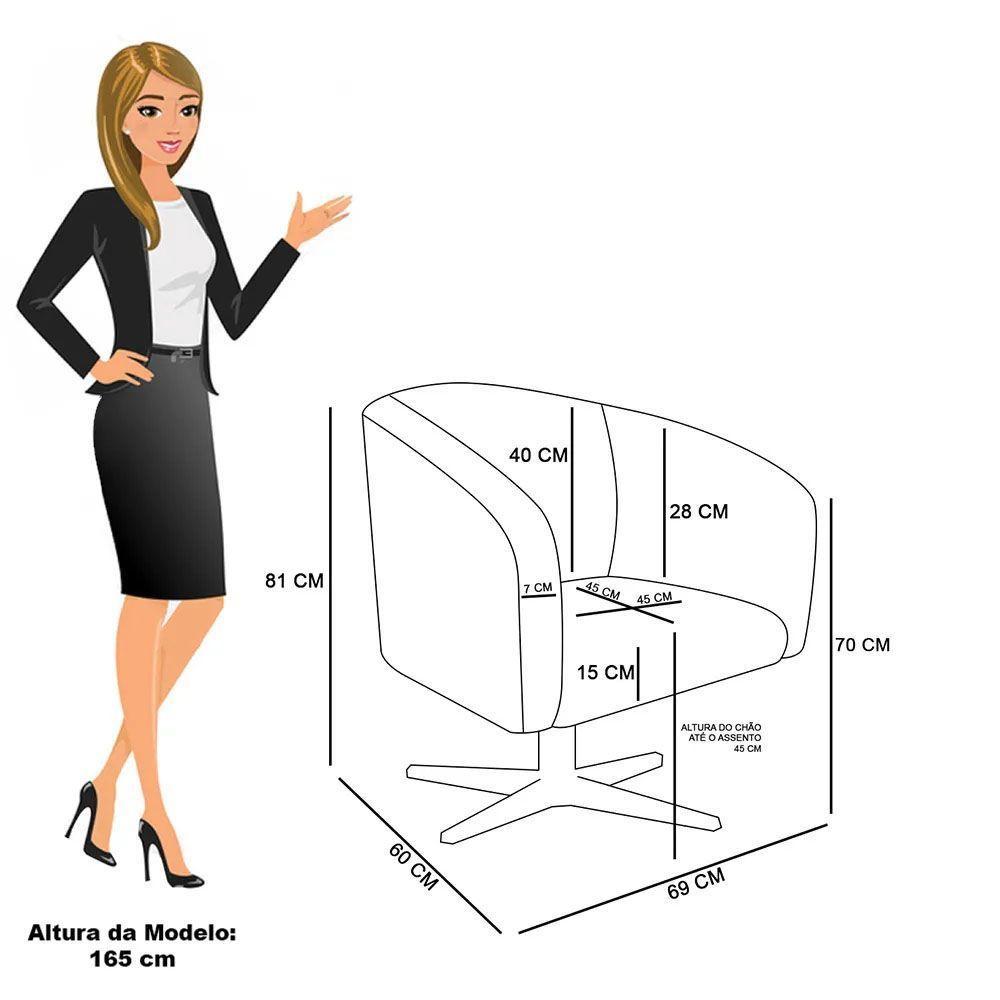 Kit 02 Poltronas Giratória Stella Veludo Rosê Base Cromada D03 - D'rossi - 7