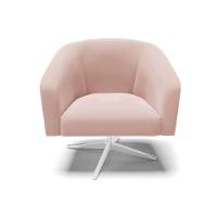 Kit 02 Poltronas Giratória Stella Veludo Rosê Base Cromada D03 - D'rossi - 3