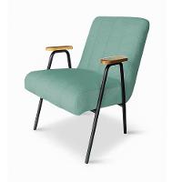 Poltrona Sala Decorativa Industrial Preto Kit 2 Laurita Linho Verde Menta K01 - D'rossi - 5