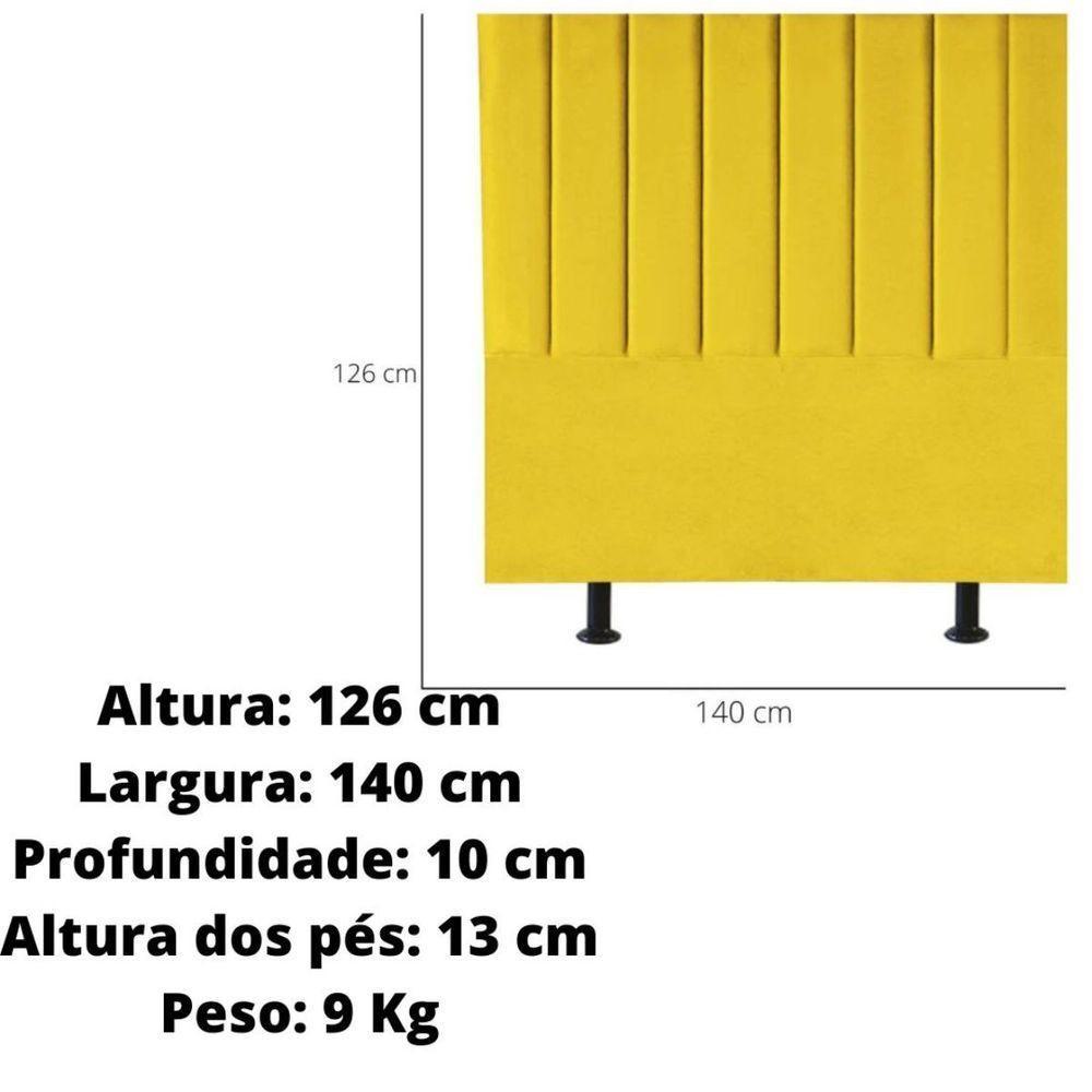 Cabeceira De Cama Casal Box 140 Cm Karla Carla Suede Cor:amarelo - 2