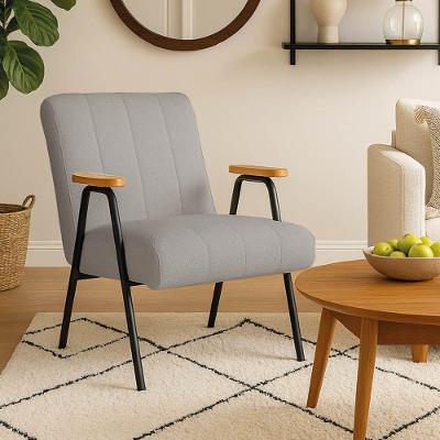 Poltrona Sala Decorativa Industrial Preto Laurita Linho K01 - D'rossi Cor Cinza