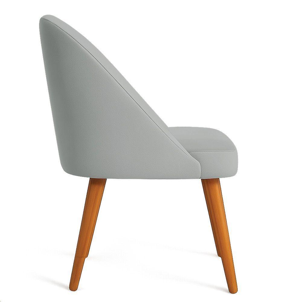 Kit 06 Cadeiras Poltrona De Jantar Luna Suede Pés Palito Castanho - Pallazio Cor Cinza - 5