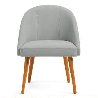 Kit 06 Cadeiras Poltrona De Jantar Luna Suede Pés Palito Castanho - Pallazio Cor Cinza