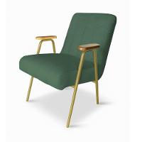 Poltrona Sala Decorativa Industrial Dourado Kit 2 Laurita Linho K01 - D'rossi Cor Verde - 5