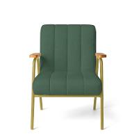 Poltrona Sala Decorativa Industrial Dourado Kit 2 Laurita Linho K01 - D'rossi Cor Verde - 6