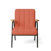 Poltrona Sala Decorativa Industrial Preto Kit 2 Laurita Linho K01 - D'rossi Cor Salmão - 6