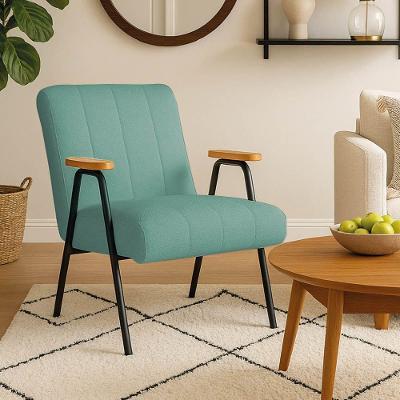 Poltrona Sala Decorativa Industrial Preto Laurita Linho Verde Menta K01 - D'rossi