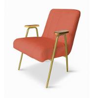 Poltrona Sala Decorativa Industrial Dourado Kit 2 Laurita Linho K01 - D'rossi Cor Salmão - 5