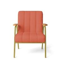 Poltrona Sala Decorativa Industrial Dourado Kit 2 Laurita Linho K01 - D'rossi Cor Salmão - 6