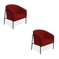 Poltrona Sala De Estar Industrial Alta Preto Kit 2 Stella Veludo Marsala D03 - D'rossi - 2