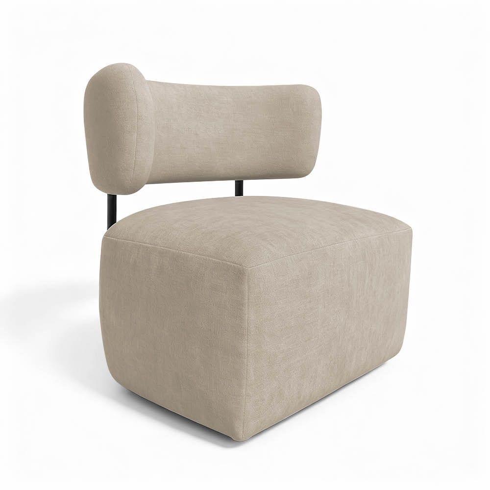 Poltrona Decorativa Orgânica Maya Linho Bege Ferro Preto - Pallazio - 2