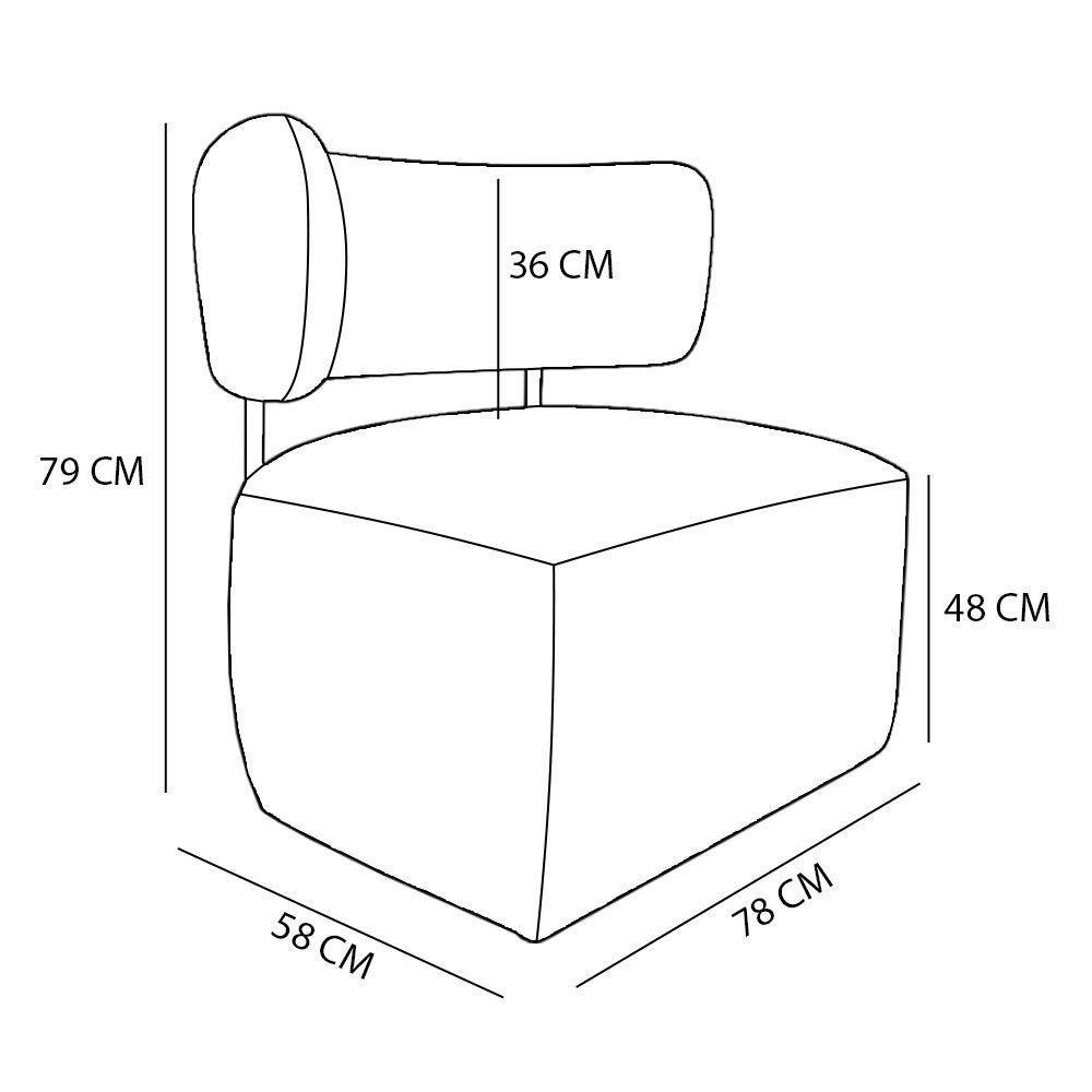 Poltrona Decorativa Orgânica Maya Linho Bege Ferro Preto - Pallazio - 5