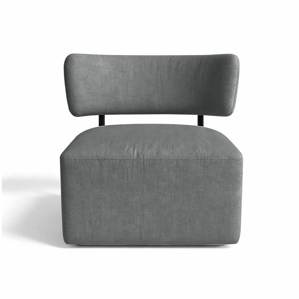 Poltrona Decorativa Orgânica Maya Linho Grafite Ferro Preto - Pallazio - 2