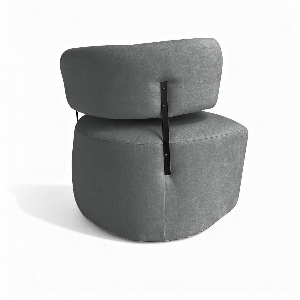 Poltrona Decorativa Orgânica Maya Linho Grafite Ferro Preto - Pallazio - 3