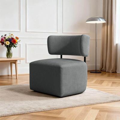 Poltrona Decorativa Orgânica Maya Linho Grafite Ferro Preto - Pallazio