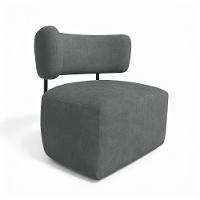 Poltrona Decorativa Orgânica Maya Linho Grafite Ferro Preto - Pallazio - 5