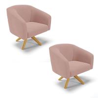 Poltrona Decorativa Giratória Ma30 Kit 2 Stella Veludo Rosê D03 - D'rossi - 1