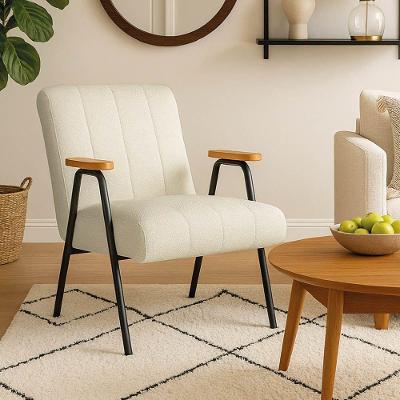 Poltrona Sala Decorativa Industrial Preto Laurita Linho K01 - D'rossi Cor Bege