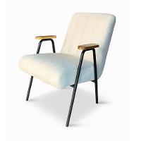 Poltrona Sala Decorativa Industrial Preto Laurita Linho K01 - D'rossi Cor Bege - 2