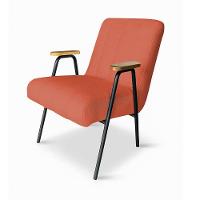 Poltrona Sala Decorativa Industrial Dourado Laurita Linho K01 - D'rossi Cor Salmão