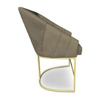 Poltrona Decorativa Alana Suede Marrom Rato Base De Ferro Dourado - Pallazio - 2