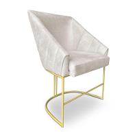 Poltrona Decorativa Alana Suede Bege Base De Ferro Dourado - Pallazio - 2