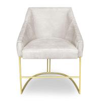 Poltrona Decorativa Alana Suede Bege Base De Ferro Dourado - Pallazio - 3