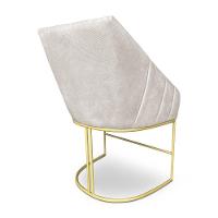 Poltrona Decorativa Alana Veludo Bege Base De Ferro Dourado - Pallazio - 5