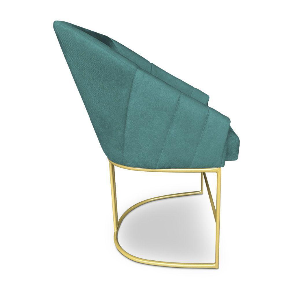 Poltrona Decorativa Alana Suede Base De Ferro Dourado - Pallazio Cor Azul Turquesa - 2