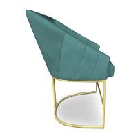 Poltrona Decorativa Alana Suede Base De Ferro Dourado - Pallazio Cor Azul Turquesa - 2