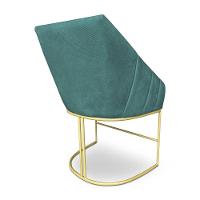 Poltrona Decorativa Alana Suede Base De Ferro Dourado - Pallazio Cor Azul Turquesa - 3