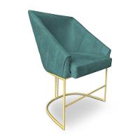 Poltrona Decorativa Alana Suede Base De Ferro Dourado - Pallazio Cor Azul Turquesa - 5