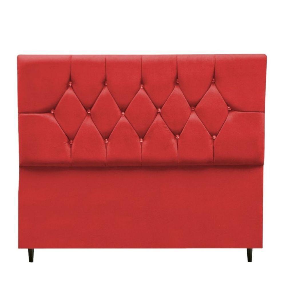 Cabeceira Cama Box King 195 Cm Geovana Suede Vermelho - 1