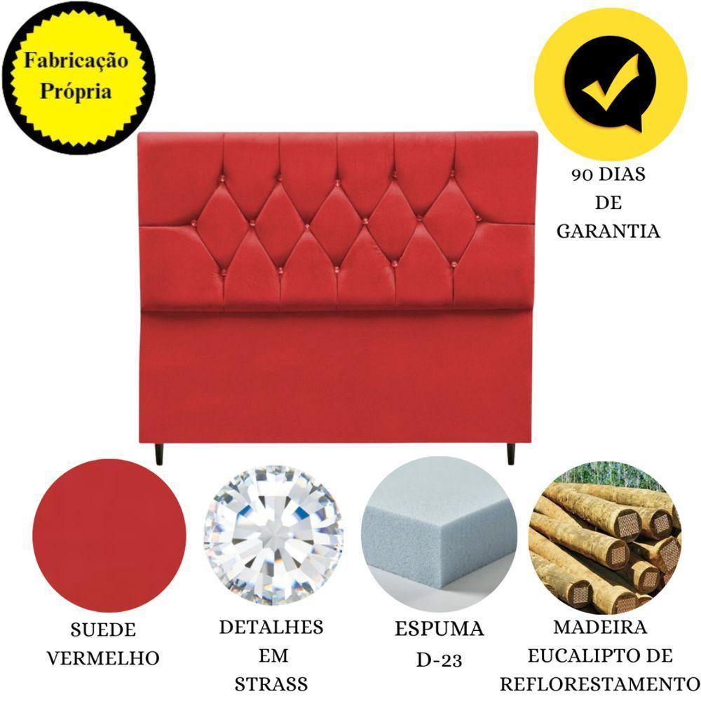 Cabeceira Cama Box King 195 Cm Geovana Suede Vermelho - 7