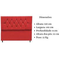 Cabeceira Cama Box King 195 Cm Geovana Suede Vermelho - 3