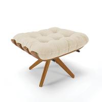 Poltrona Com Puff Giratório Costela Linho Base De Madeira Ma30 M11 - D'rossi Cor A27 Areia