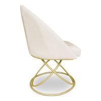 Kit 06 Cadeiras Poltrona De Jantar Bela Suede Bege Base Metálica Luxo Dourado - Pallazio - 5