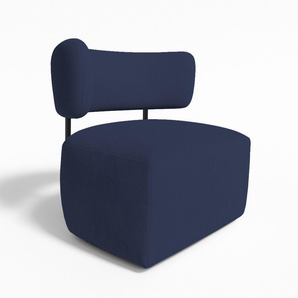 Poltrona Decorativa Orgânica Maya Veludo Azul Marinho Ferro Preto - Pallazio - 2