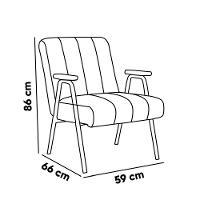 Poltrona Sala Decorativa Industrial Dourado Laurita Linho K01 - D'rossi Cor Bege - 3