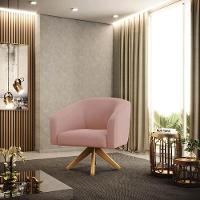 Poltrona Decorativa Giratória Ma30 Stella Veludo Rosê D03 - D'rossi - 1